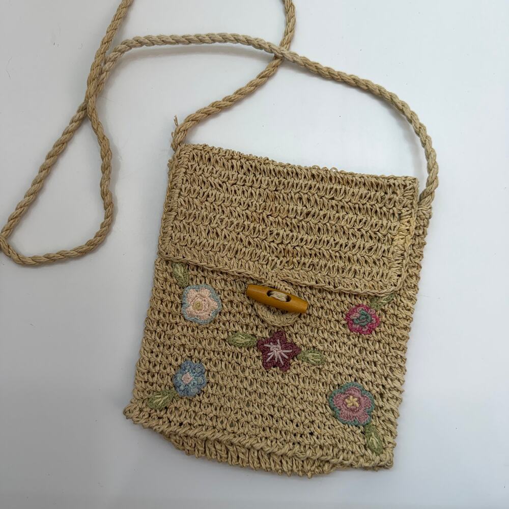 Vintage Paper Floral Crossbody Purse